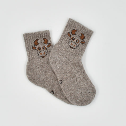 Kids Wool Socks Bull Pattern