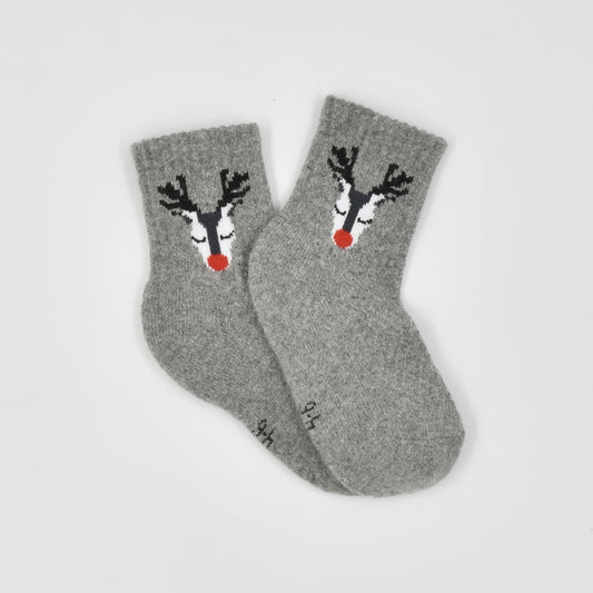 Kids Wool Socks Rudolph Pattern